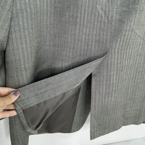 RALPH LAUREN MENS Sport Coat Blazer GRAY Herringbone SILK & WOOL 46L - Picture 4 of 10